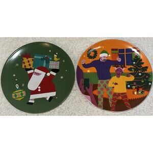 Set of (2) Target Stoneware Christmas Plate 8.5” Aurelia Durand & Yiffy Gu NEW